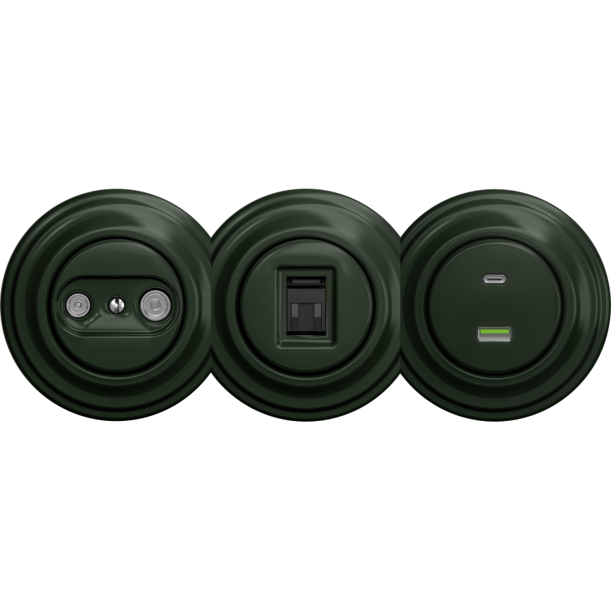 Kliklap - Vintage USB socket A+C without frame green
