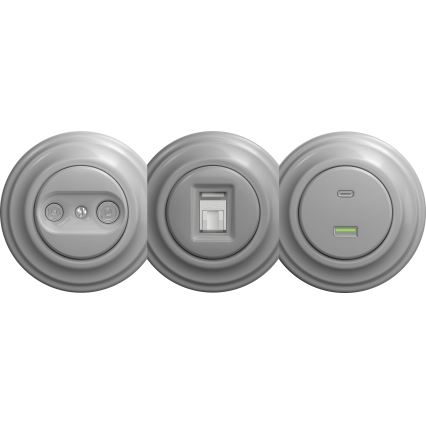 Kliklap - Vintage USB socket A+C without frame grey