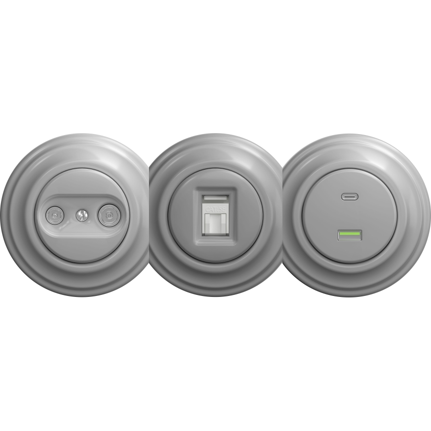Kliklap - Vintage USB socket A+C without frame grey