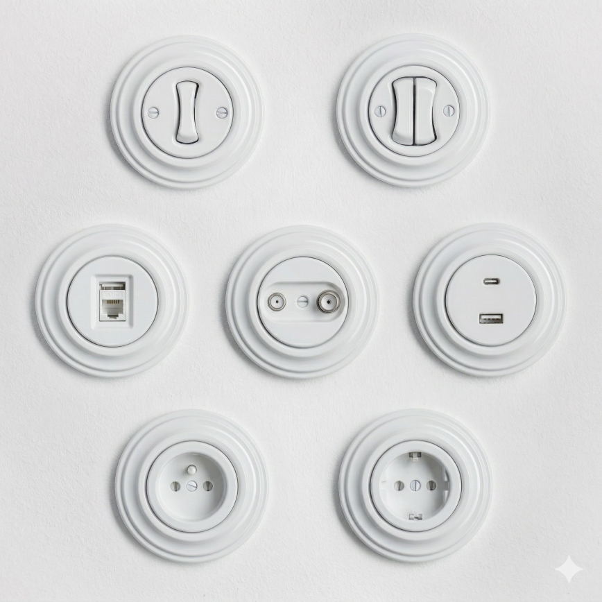 Kliklap — Retro 4-way switch with frame No. 7, Snow White