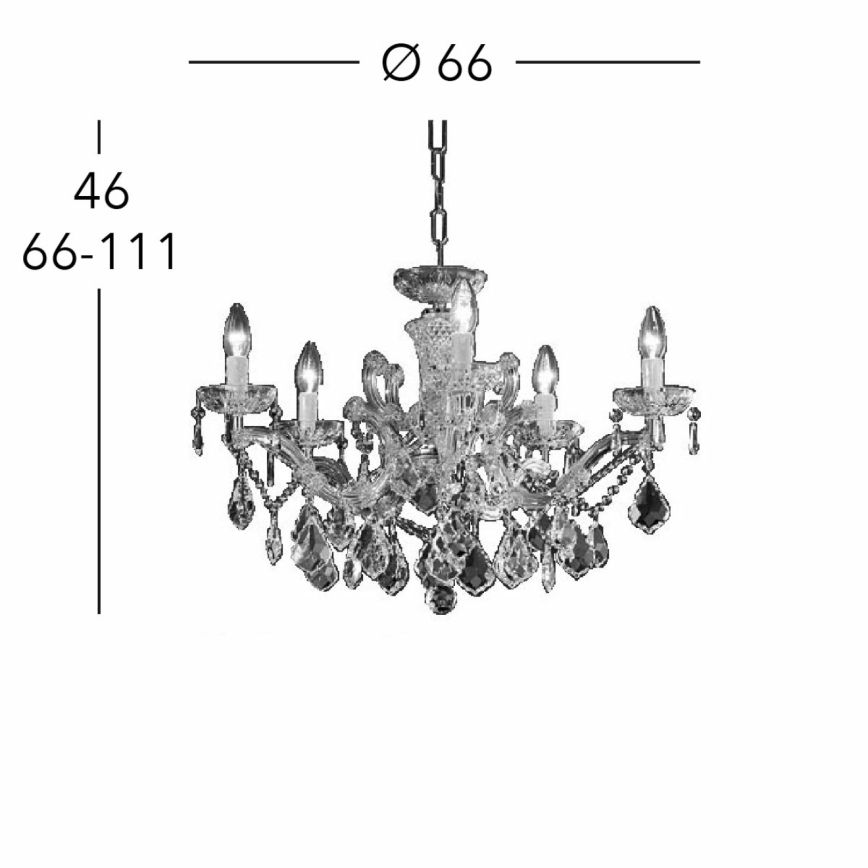 Kolarz 3149.85.3.KoT - Crystal chandelier on a chain MARIA LOUISE 5xE14/40W/230V 24K gold