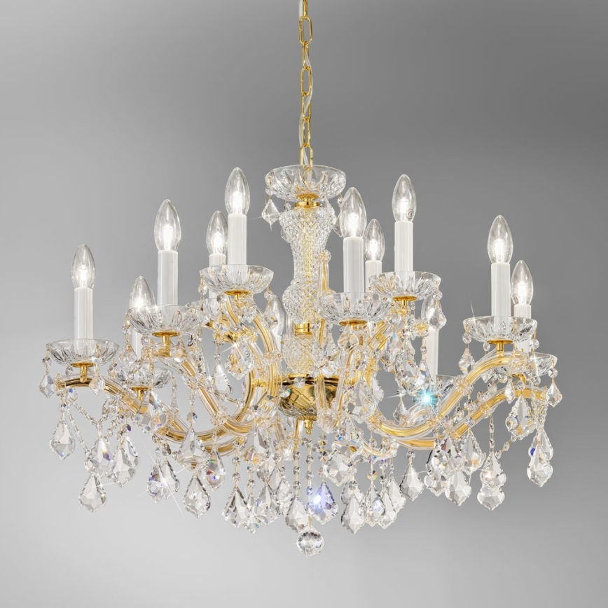 Kolarz 3149.88+4.3.KoT - Crystal chandelier on a chain MARIA LOUISE 12xE14/40W/230V 24K gold