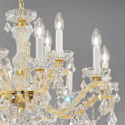 Kolarz 3149.88+4.3.KoT - Crystal chandelier on a chain MARIA LOUISE 12xE14/40W/230V 24K gold
