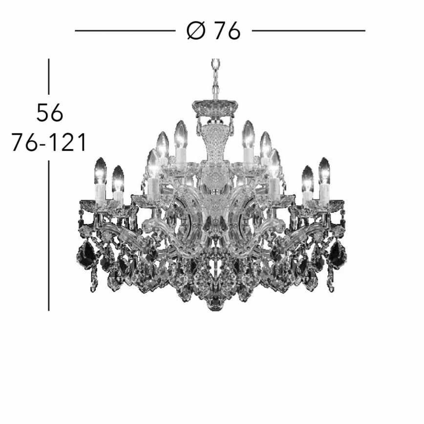 Kolarz 3149.88+4.3.KoT - Crystal chandelier on a chain MARIA LOUISE 12xE14/40W/230V 24K gold