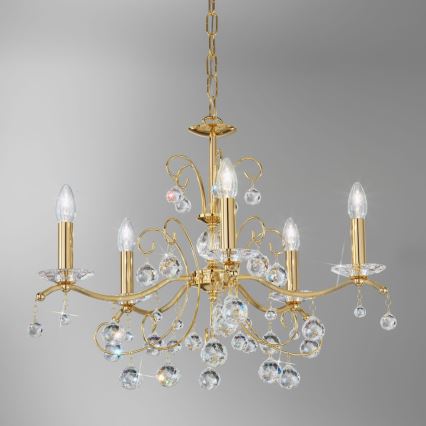 Kolarz 3234.85.3.KoT - Crystal chandelier on a chain CARMEN 5xE14/60W/230V 24K gold