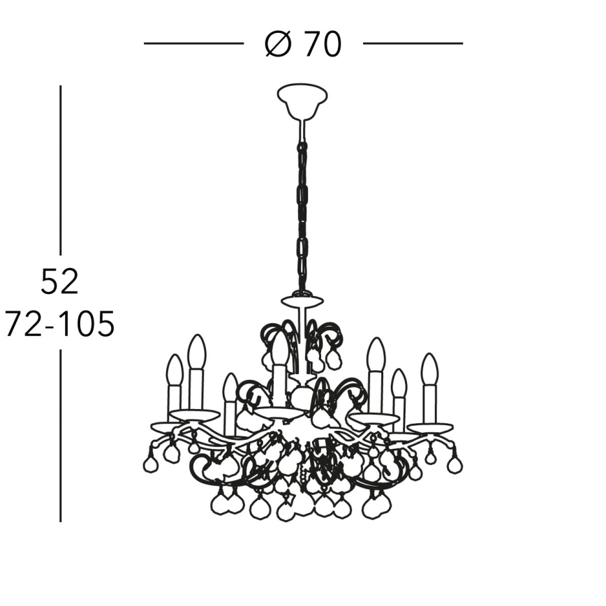 Kolarz 3234.88.3.KoT - CARMEN chain-hung crystal chandelier 8xE14/60W/230V 24K gold
