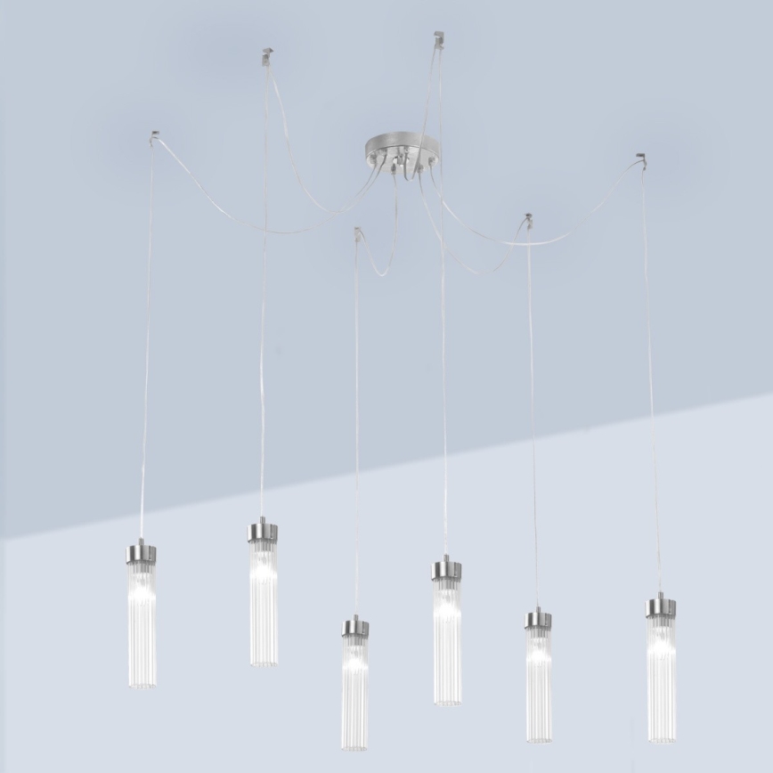 Kolarz 6009.30650 - Chandelier on a string RAGGIO 6xE14/25W/230V spider silver