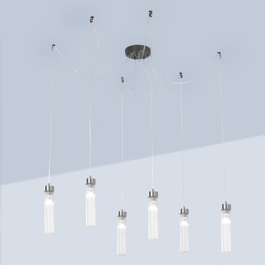 Kolarz 6009.30660 - Chandelier on a string RAGGIO 6xE14/25W/230V spider matte chrome