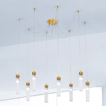 Kolarz 6009.30830 - Chandelier on a string RAGGIO 8xE14/25W/230V spider 24K gold