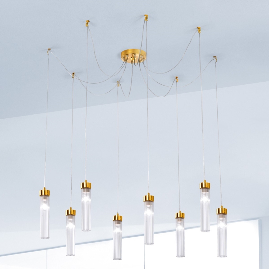 Kolarz 6009.30830 - Chandelier on a string RAGGIO 8xE14/25W/230V spider 24K gold