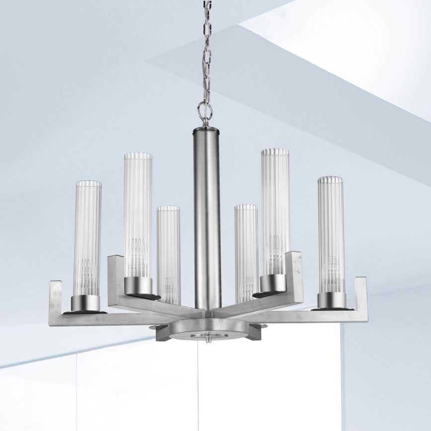 Kolarz 6009.80650 - Chandelier on a chain RAGGIO 6xE14/25W/230V silver