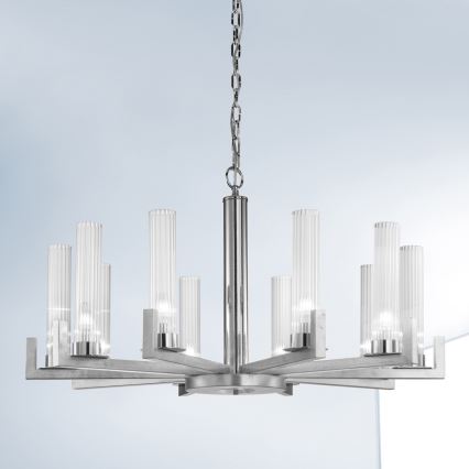 Kolarz 6009.81050 - Chandelier on a chain RAGGIO 10xE14/25W/230V silver
