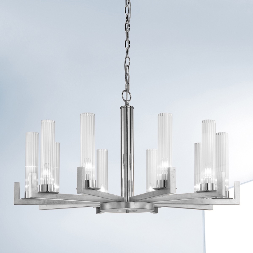 Kolarz 6009.81050 - Chandelier on a chain RAGGIO 10xE14/25W/230V silver
