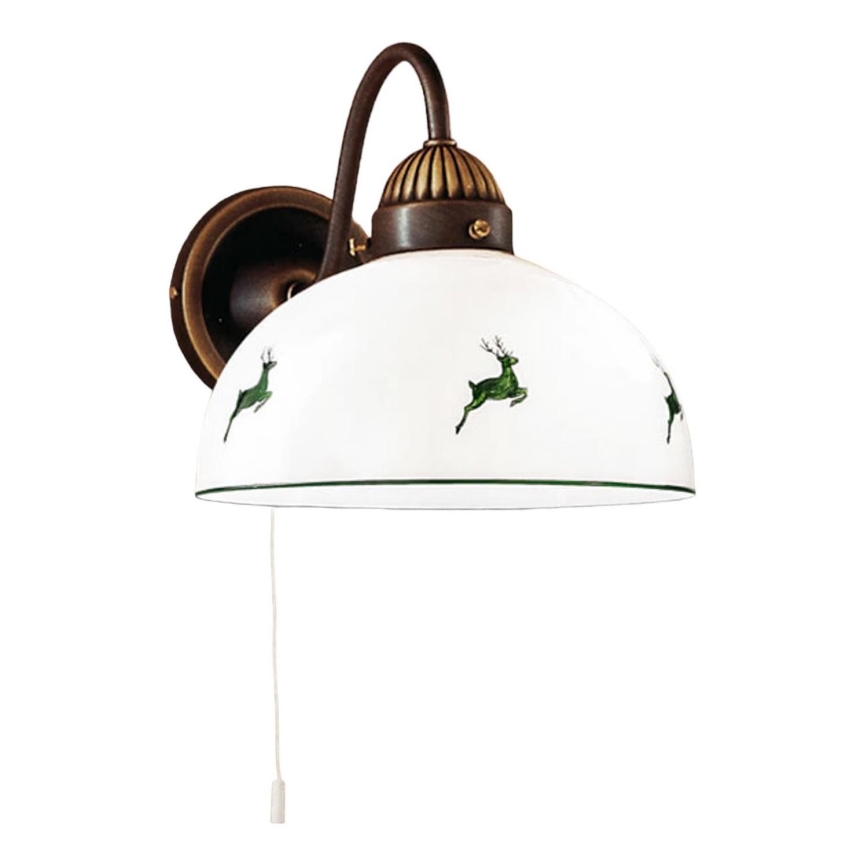 Kolarz 731.61.100 - Wall lamp NONNA 1xE27/75W/230V brown/deer green