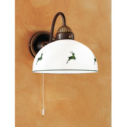 Kolarz 731.61.100 - Wall lamp NONNA 1xE27/75W/230V brown/deer green