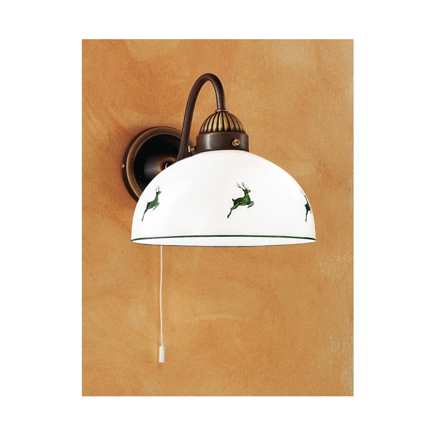 Kolarz 731.61.100 - Wall lamp NONNA 1xE27/75W/230V brown/deer green
