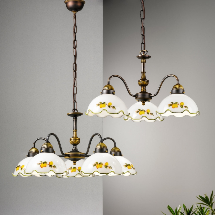 Kolarz 731.83.116 - NONNA chain-hung chandelier 3xE27/75W/230V with lemon accents