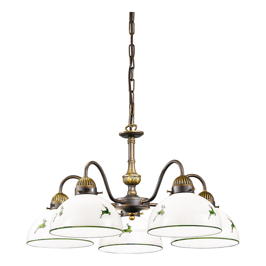Kolarz 731.85.100 - Chandelier on a chain NONNA 5xE27/75W/230V deer green