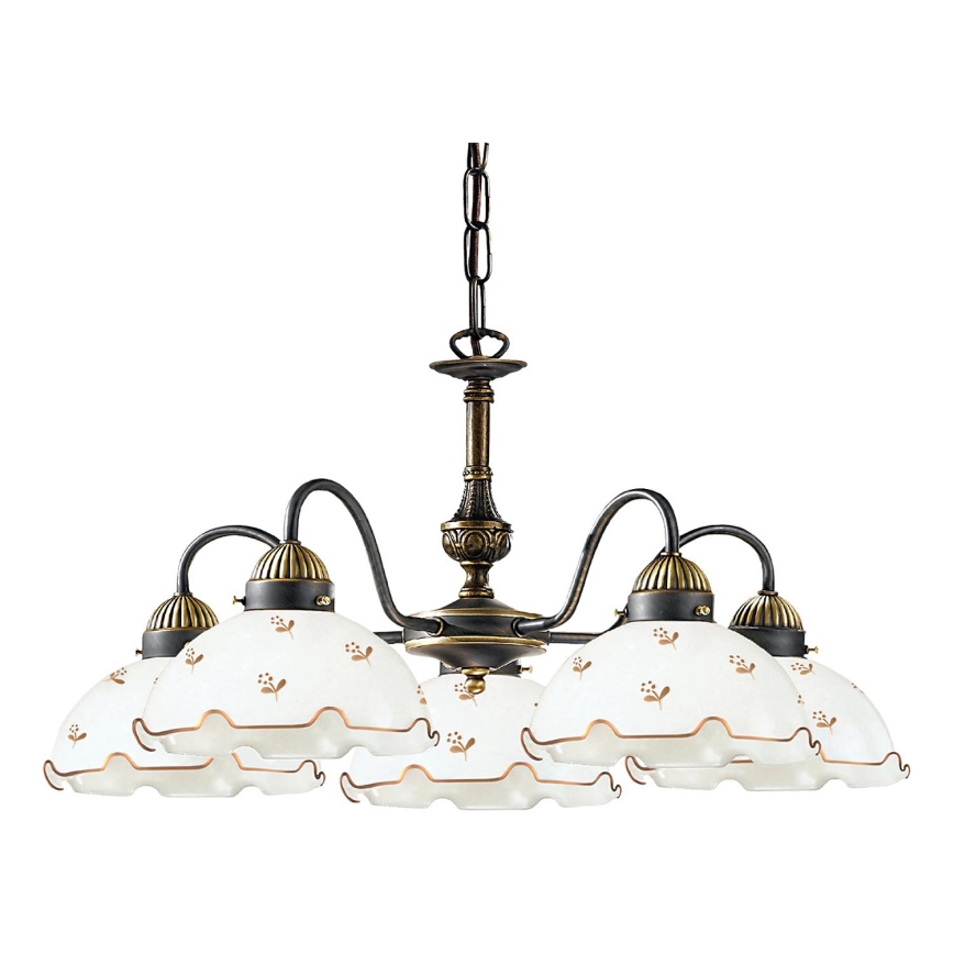Kolarz 731.85.160 - NONNA chain-hung chandelier 5xE27/75W/230V with floral motifs, rose gold