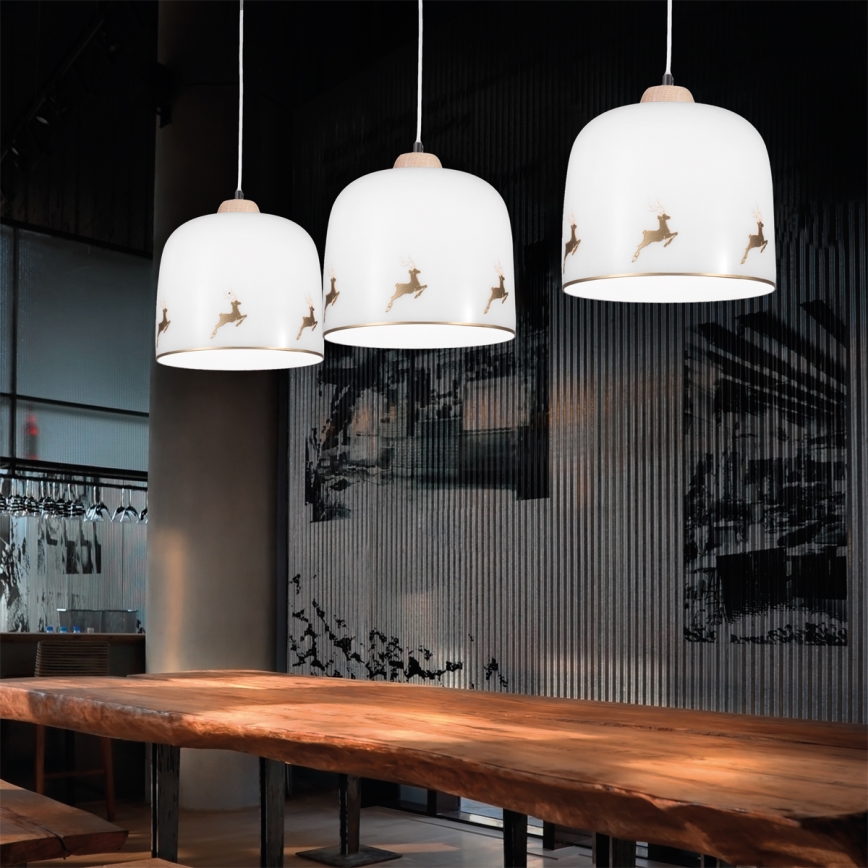 Kolarz A1352.31.Au.100 - Chandelier on a string NONNA 1xE27/60W/230V deer oak/white/gold