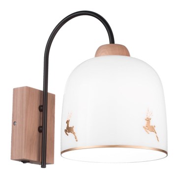 Kolarz A1352.61.Au.100 - Wall lamp NONNA 1xE27/60W/230V deer oak/white/gold