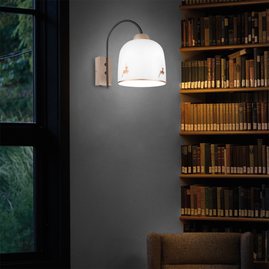 Kolarz A1352.61.Au.100 - Wall lamp NONNA 1xE27/60W/230V deer oak/white/gold