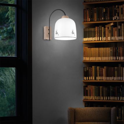 Kolarz A1352.61.Gr.100 - Wall lamp NONNA 1xE27/60W/230V deer oak/white/grey