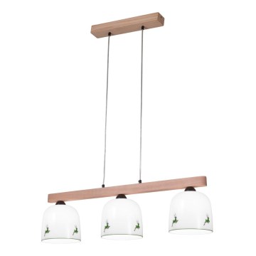 Kolarz A1352.83.G.100-Chandelier on a string NONNA 3xE27/60W/230V deer oak/white/green
