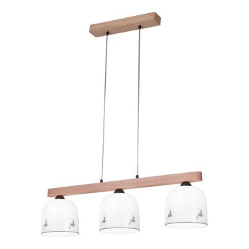 Kolarz A1352.83.Gr.100 - Chandelier on a string NONNA 3xE27/60W/230V deer oak/white/grey