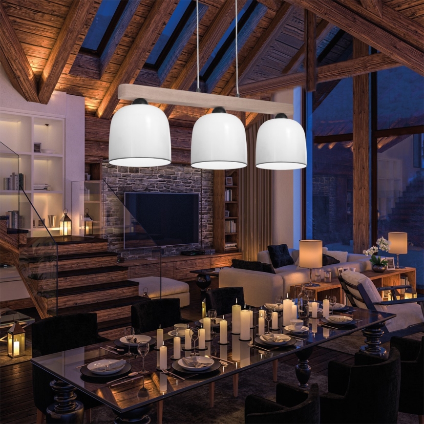 Kolarz A1352.83.Gr - Chandelier on a string NONNA 3xE27/60W/230V oak/white/grey