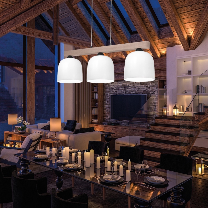 Kolarz A1352.83.W - Chandelier on a string NONNA 3xE27/60W/230V oak/white