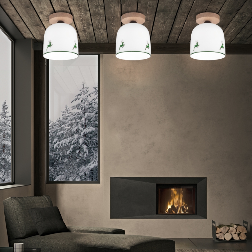 Kolarz A1352.11.G.100 - Surface-mounted chandelier NONNA 1xE27/60W/230V deer oak/white/green