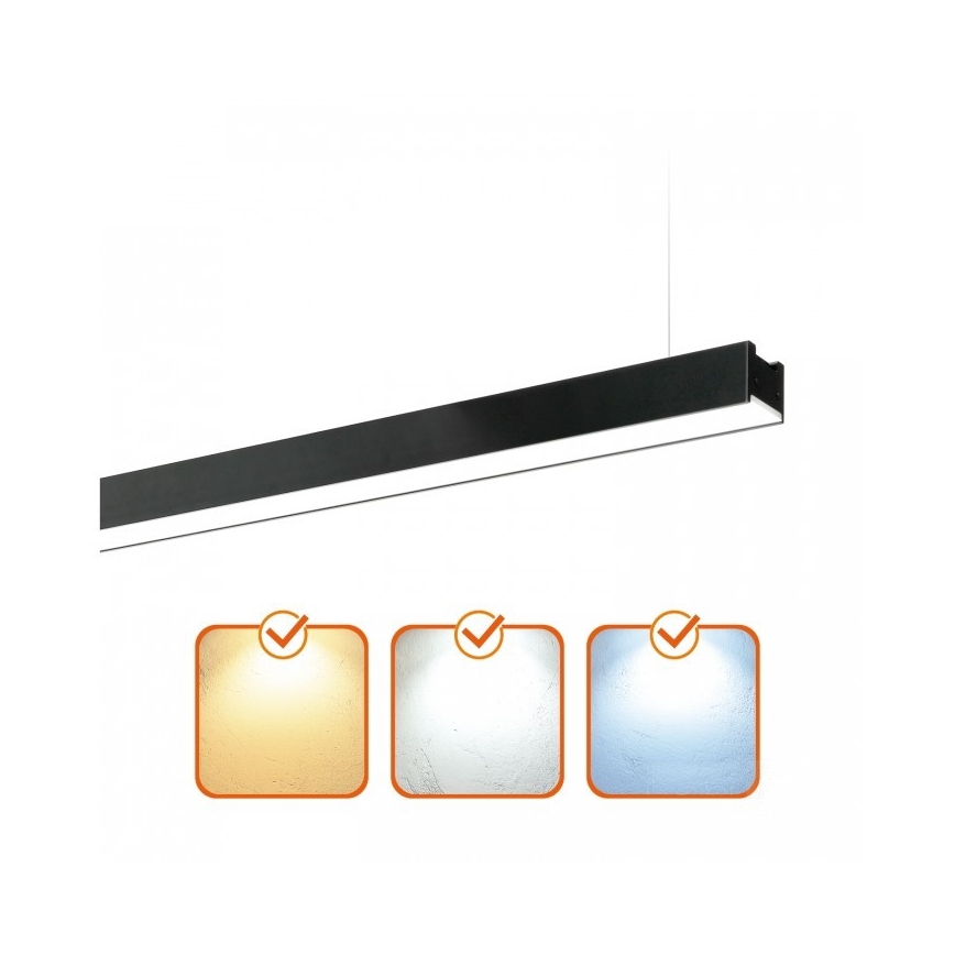 KOLINE LED Ceiling Light – Surface-Mounted or Pendant, 40W/230V, 3000/4000/6500K (Tunable White), 120 cm, Black