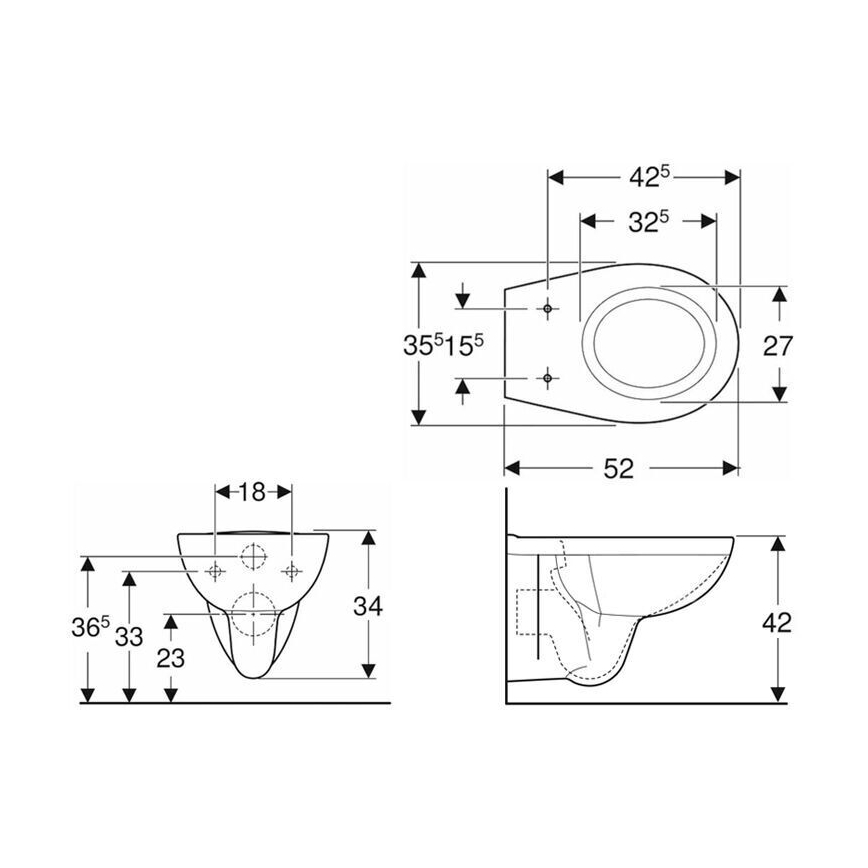 Kolo K93101000 - Rimfree Rekord wall-hung toilet, ceramic/white