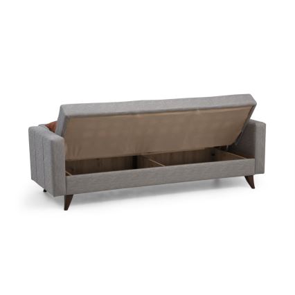 KORFU 3-seater sofa bed, light grey