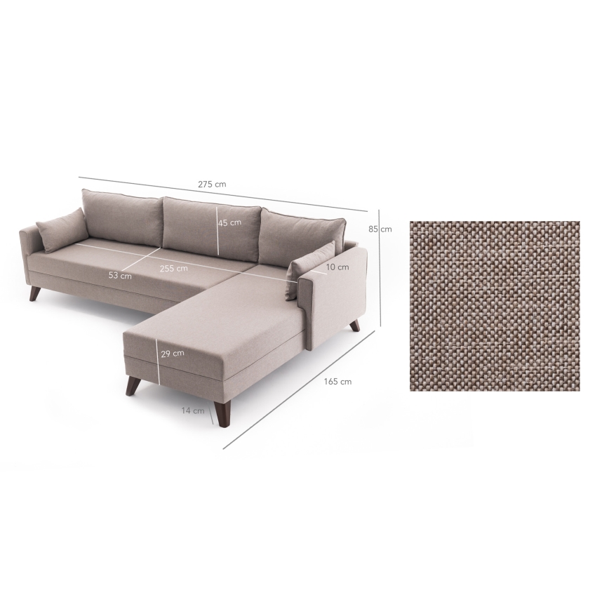 KORFU L-shaped corner sofa, cream, right-hand