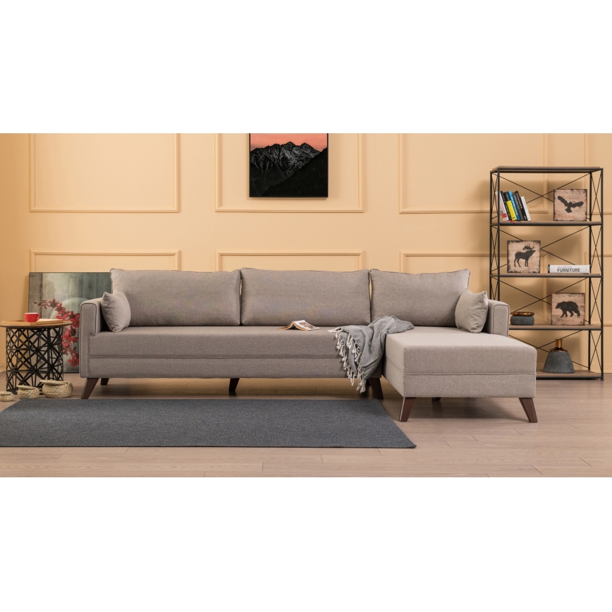 KORFU L-shaped corner sofa, cream, right-hand