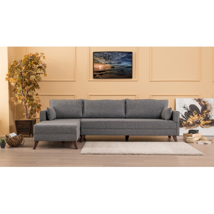 KORFU L-shaped corner sofa, left-hand, gray