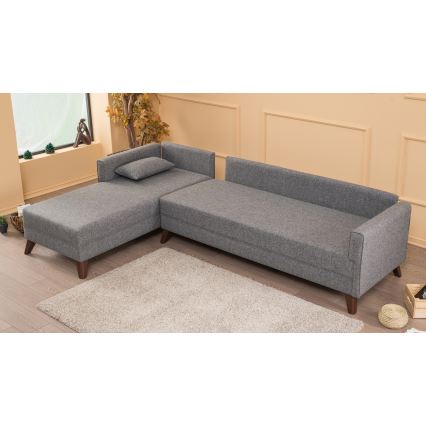KORFU L-shaped corner sofa, left-hand, gray