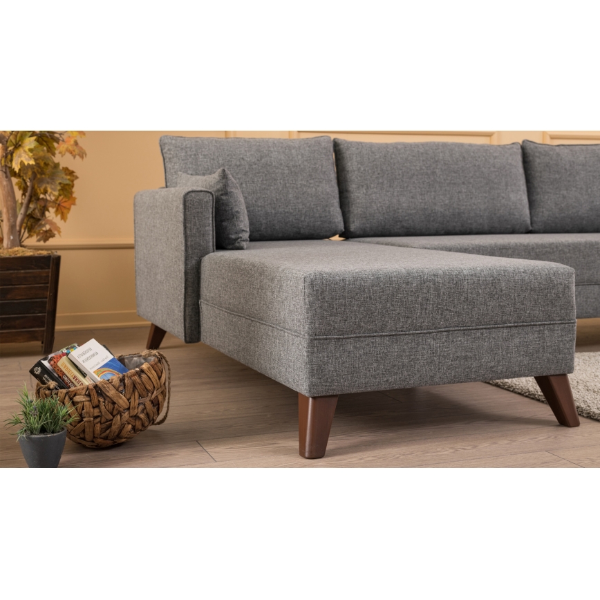 KORFU L-shaped corner sofa, left-hand, gray