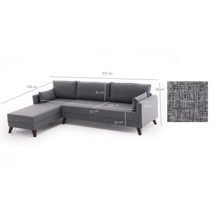 KORFU L-shaped corner sofa, left-hand, gray