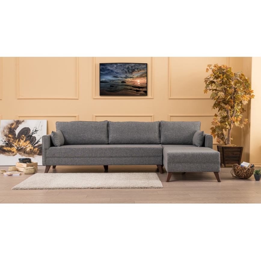 KORFU L-shaped corner sofa, right-hand, grey