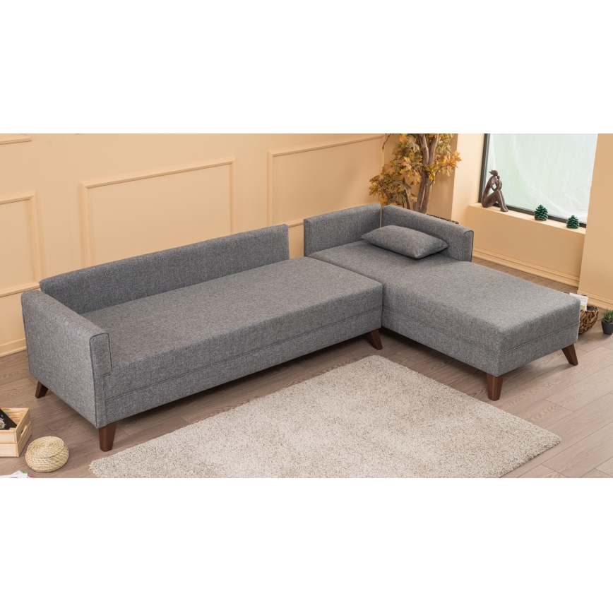 KORFU L-shaped corner sofa, right-hand, grey