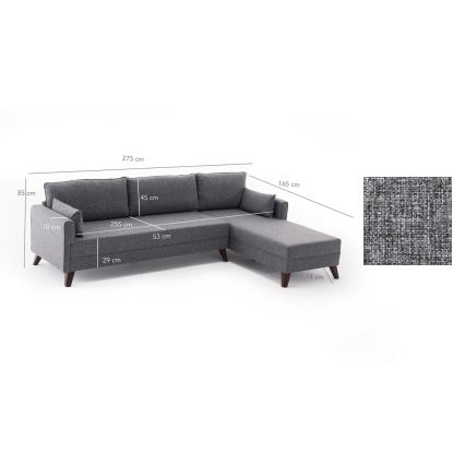 KORFU L-shaped corner sofa, right-hand, grey