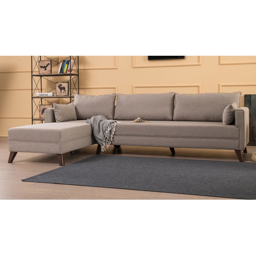 KORFU Left-facing L-shaped Corner Sofa — Cream