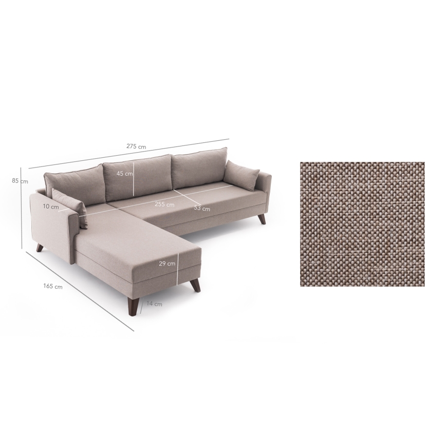 KORFU Left-facing L-shaped Corner Sofa — Cream