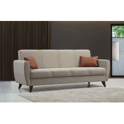 KORFU three-seater sofa bed in beige