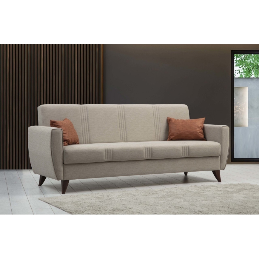 KORFU three-seater sofa bed in beige