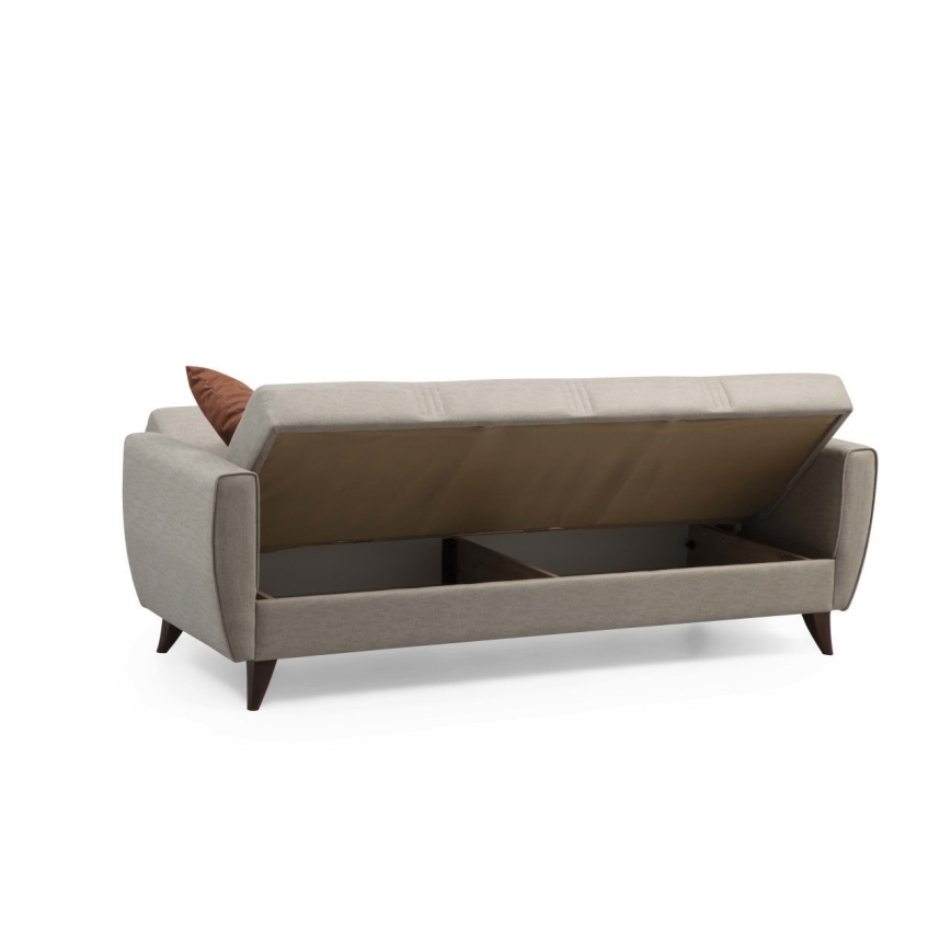 KORFU three-seater sofa bed in beige