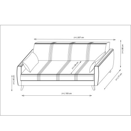 KORFU three-seater sofa bed in beige